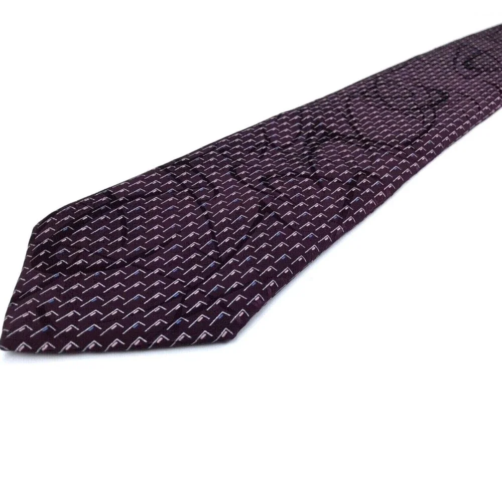 BRIONI Silk Tie Hand Made In Italy Dark Purple Blue Pink Italian Men Necktie 60